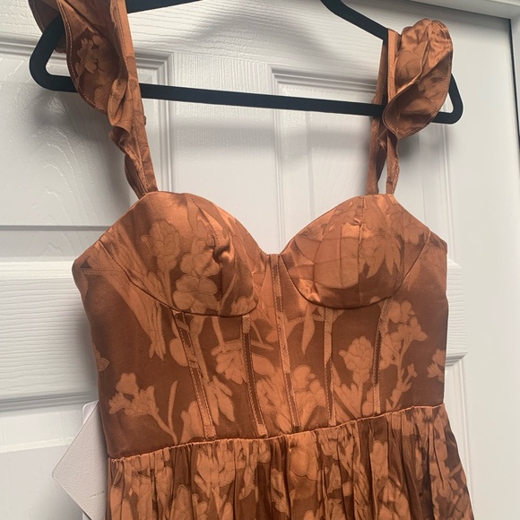 Azazie JIANNA COCO FLUTTER SLEEVES MAXI DRESS - Picture 8 of 9